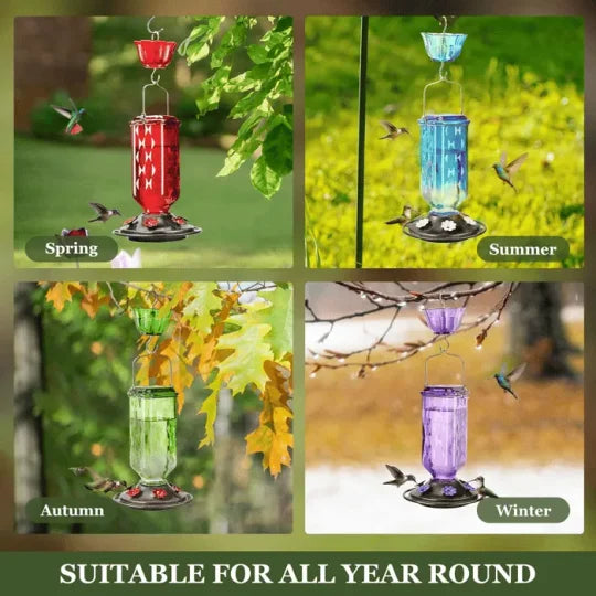 24oz Leak-Proof Glass Hummingbird Feeder