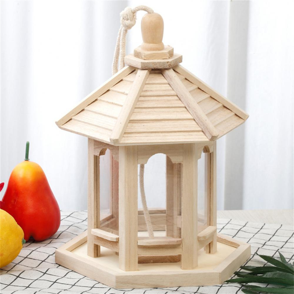 Wooden Transparent Window Bird Feeder
