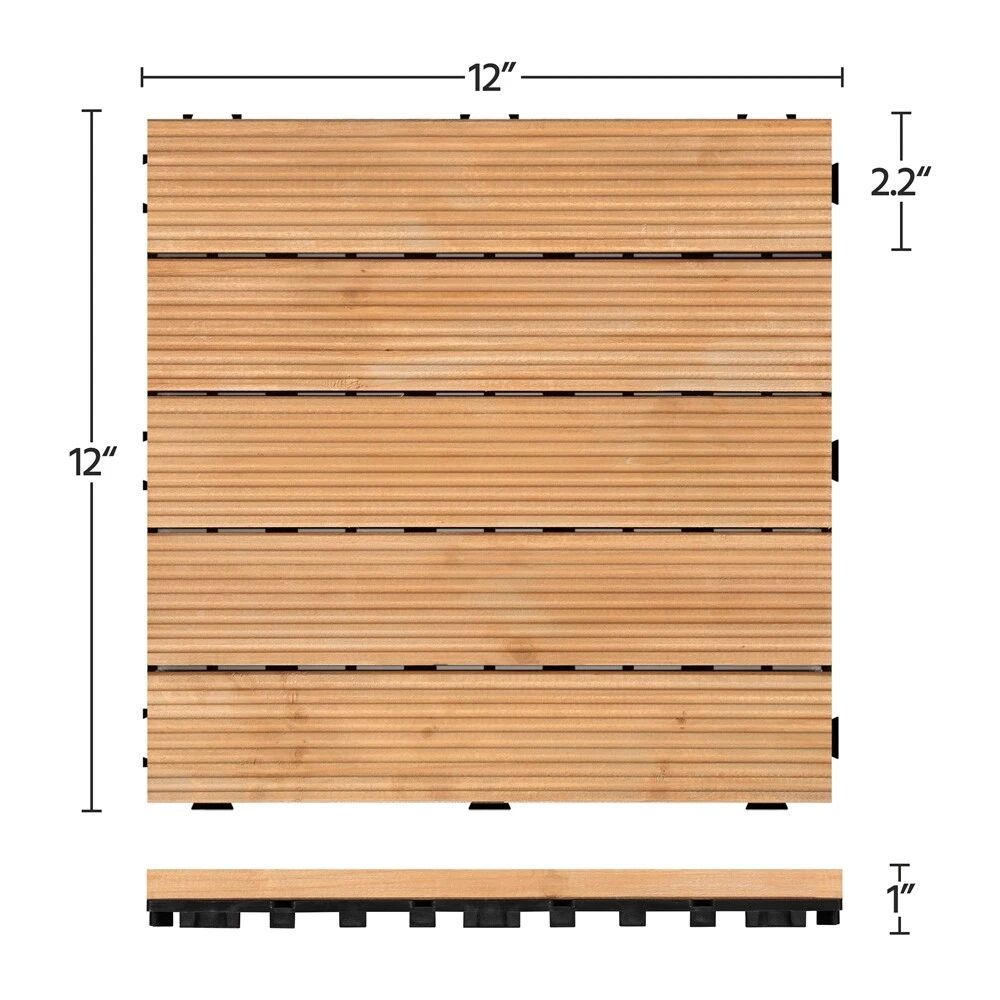 Interlocking Outdoor Wood Deck Tiles - 27 Pack