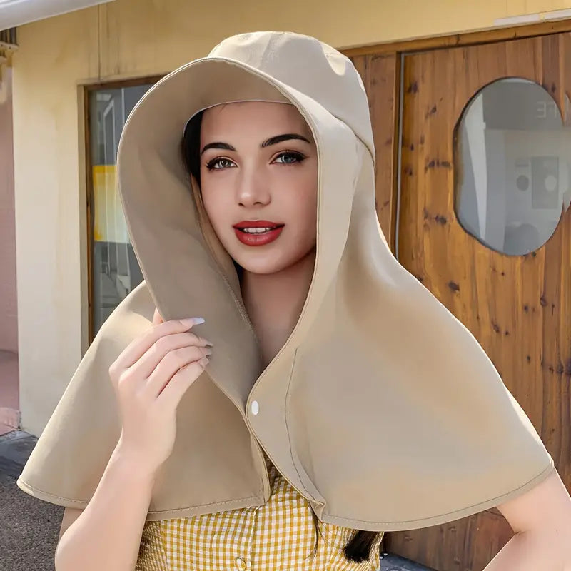 Wide Brim Sun Protection Shawl Hat for Women