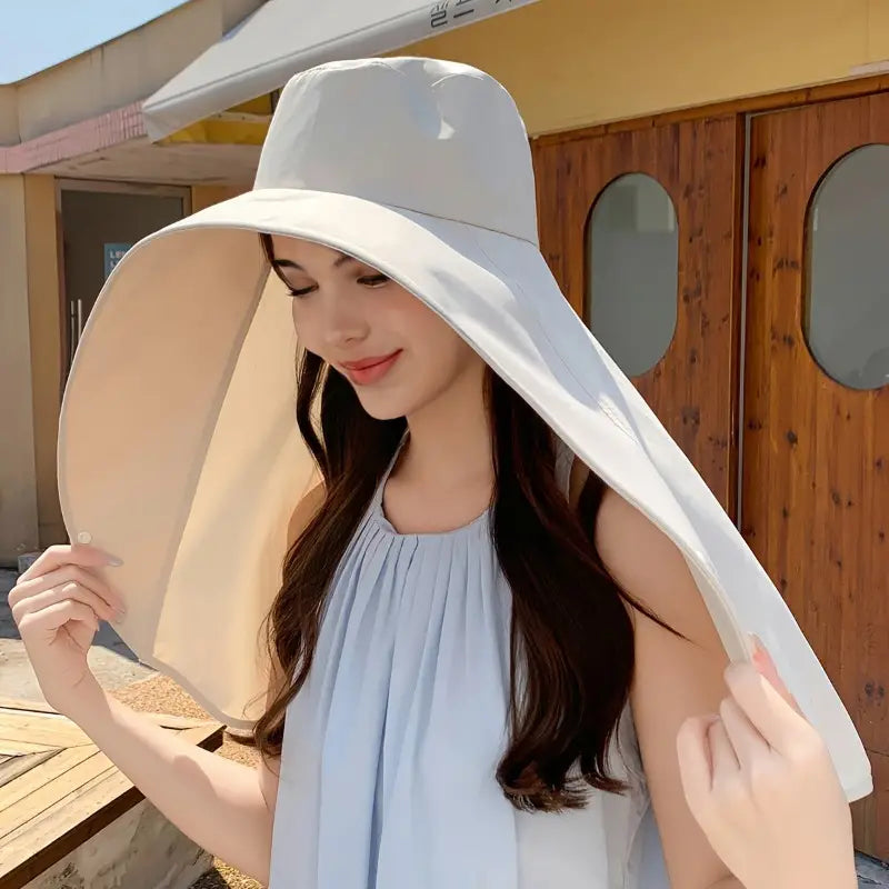 Wide Brim Sun Protection Shawl Hat for Women