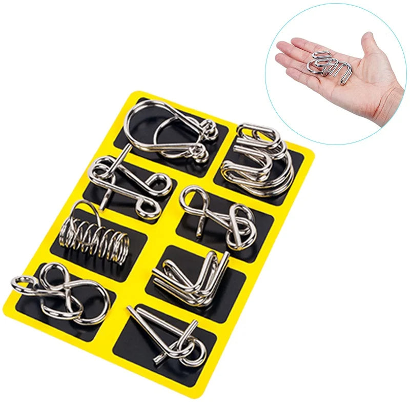 8-Piece Metal Puzzle Ring Brain Teaser Set