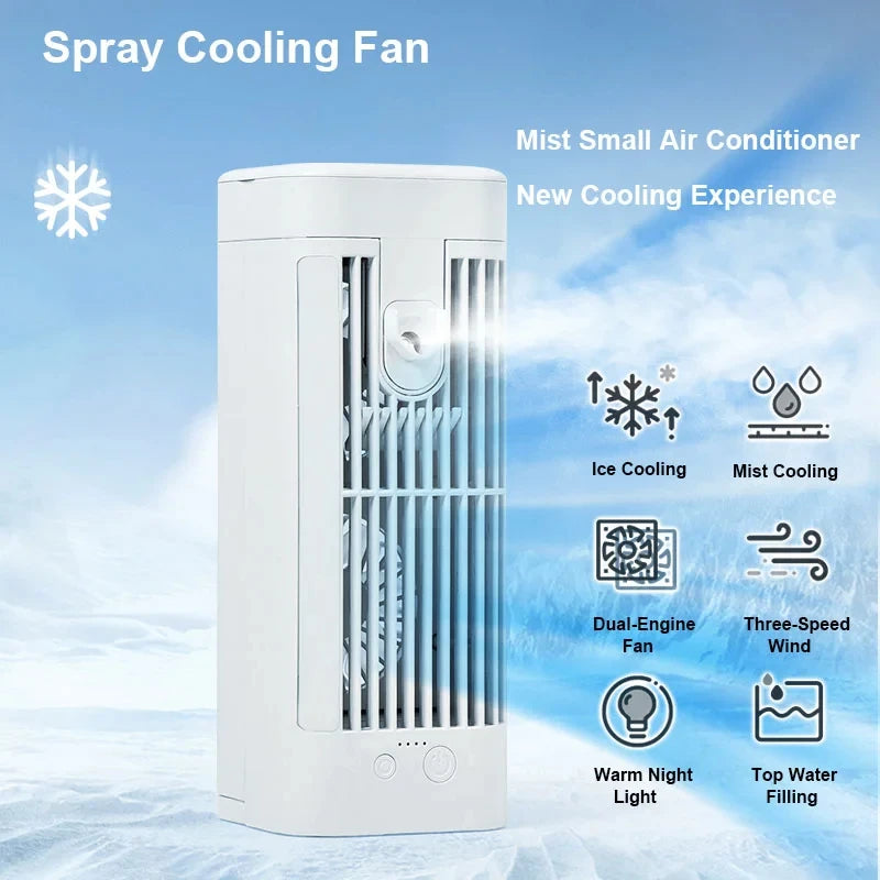 Mini Air Conditioner Desk Fan with Spray