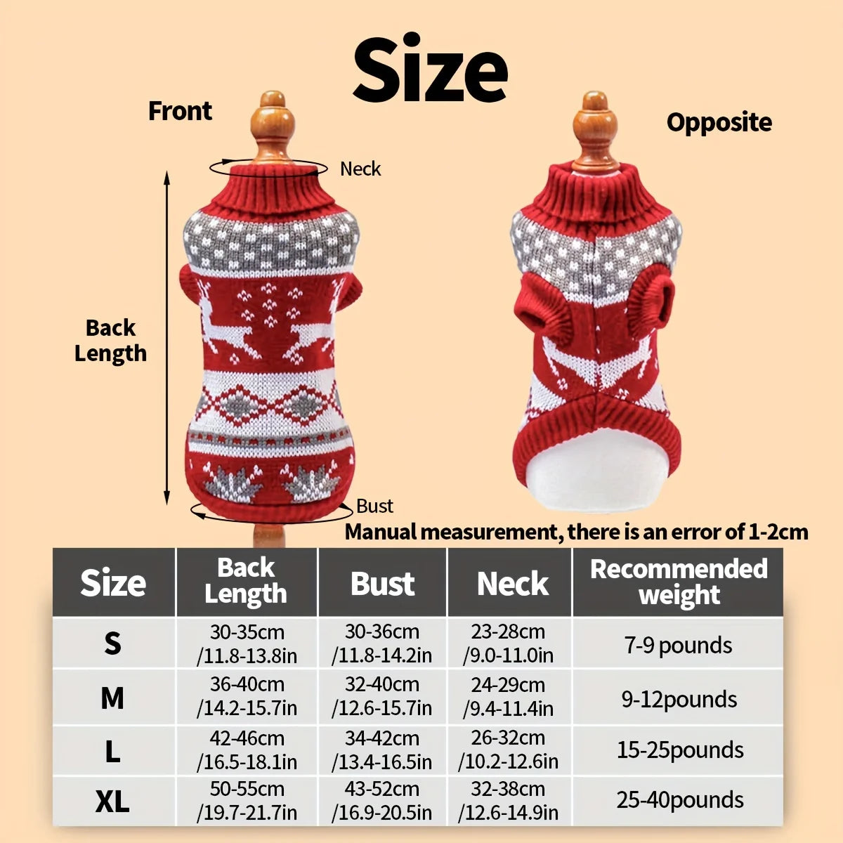 Knitted Christmas Dog Sweater for Small Pets
