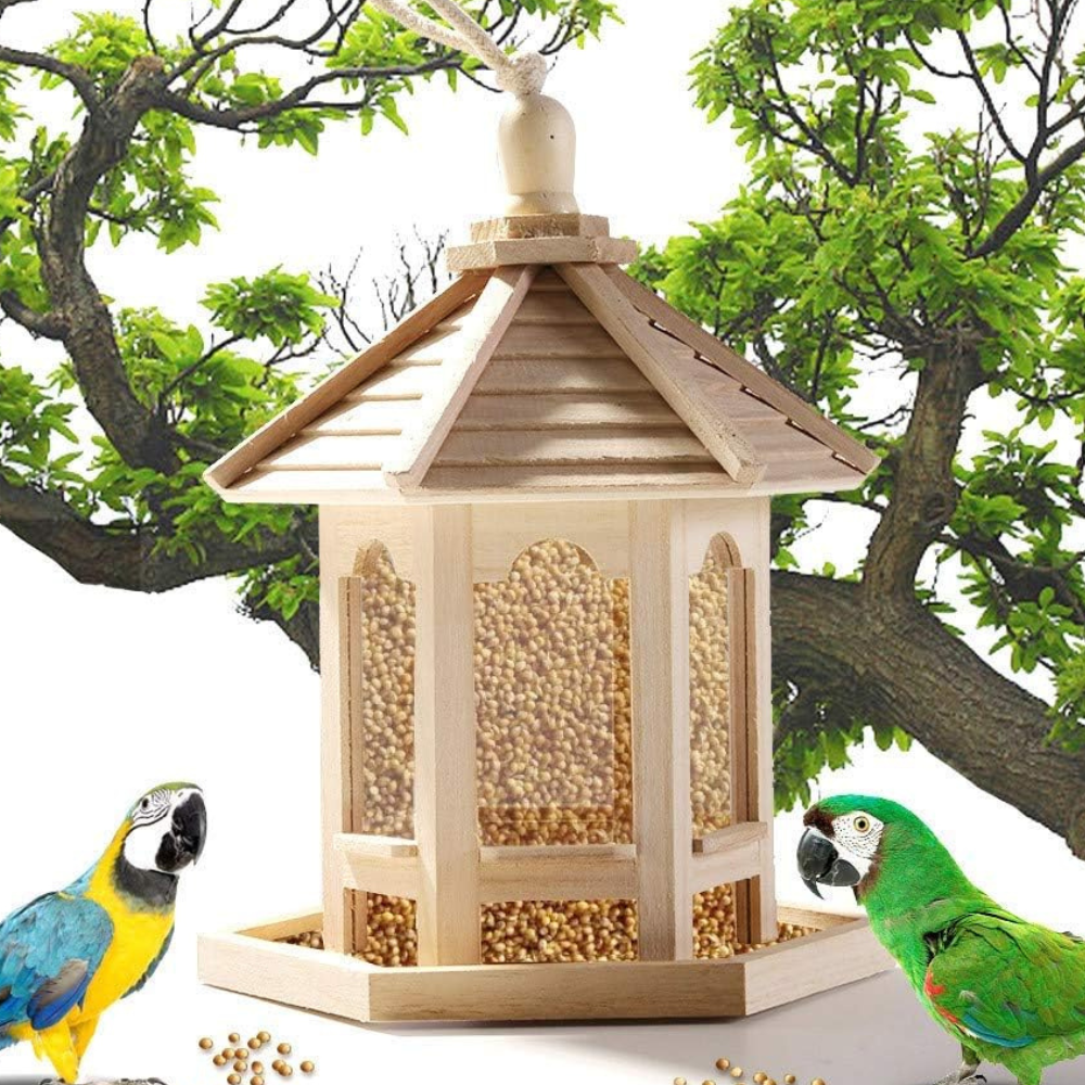 Wooden Transparent Window Bird Feeder
