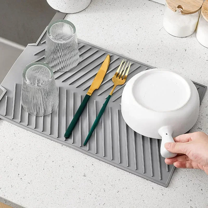 Silicone Dish Drying Mat with Drain