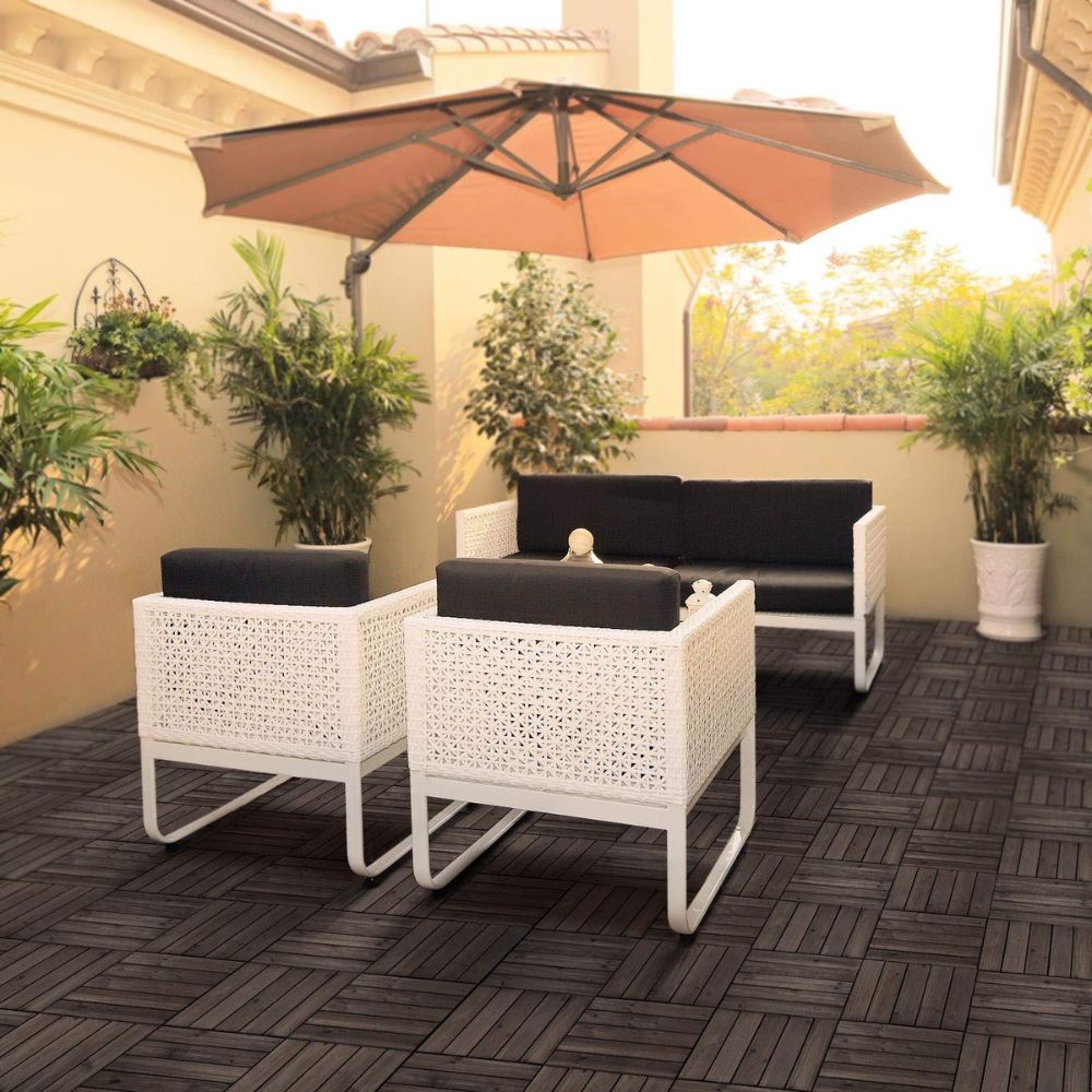 Interlocking Outdoor Wood Deck Tiles - 27 Pack