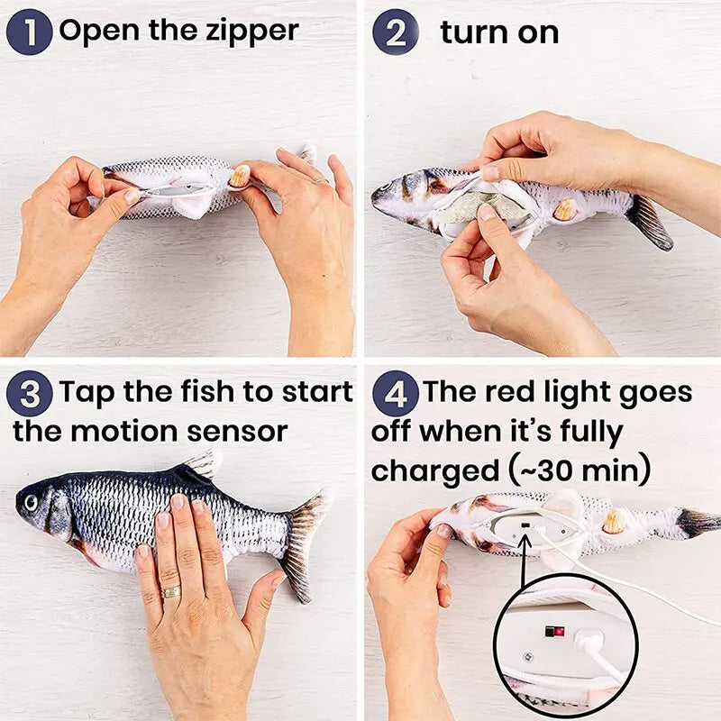 USB Rechargeable Interactive Cat Fish Toy