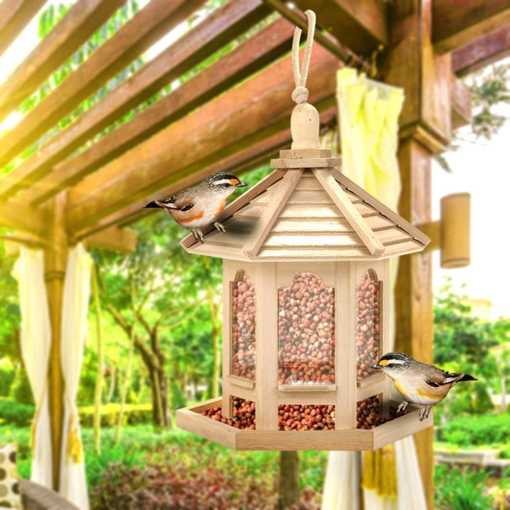 Wooden Transparent Window Bird Feeder