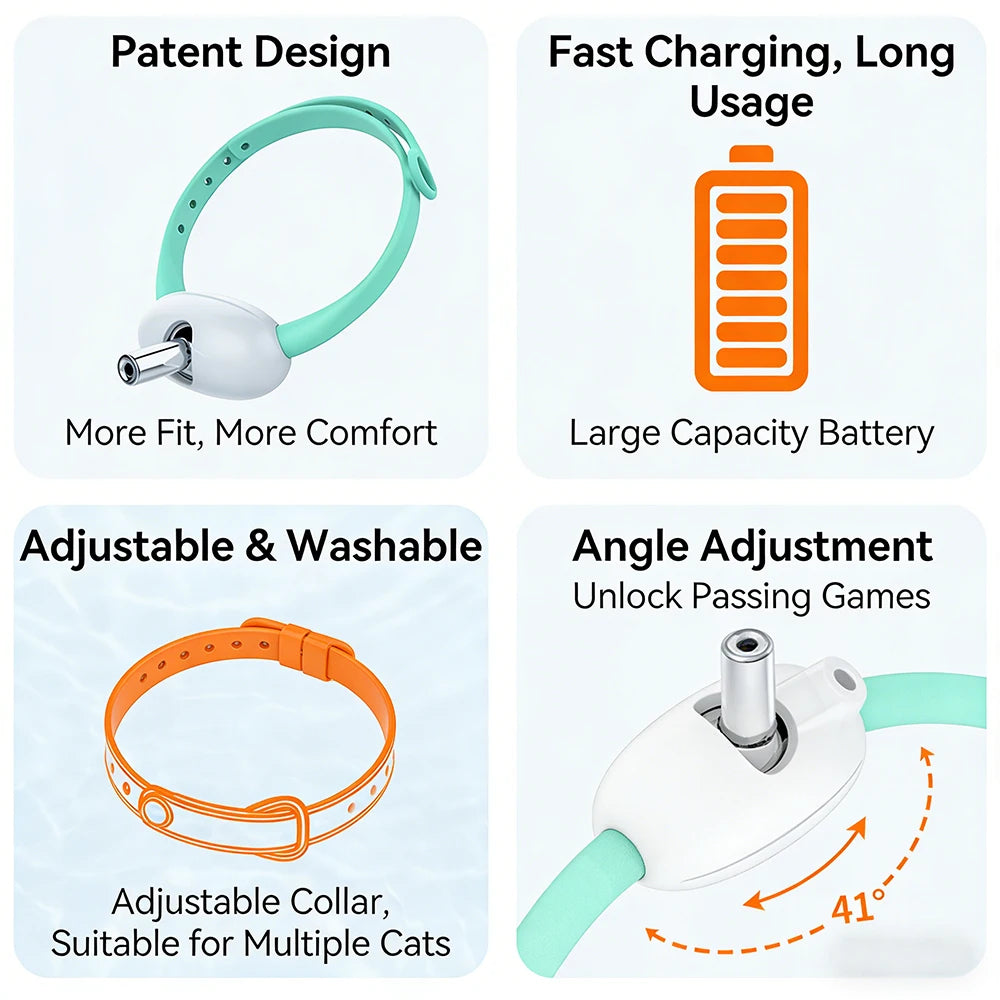 Interactive Laser Cat Collar, USB Rechargeable
