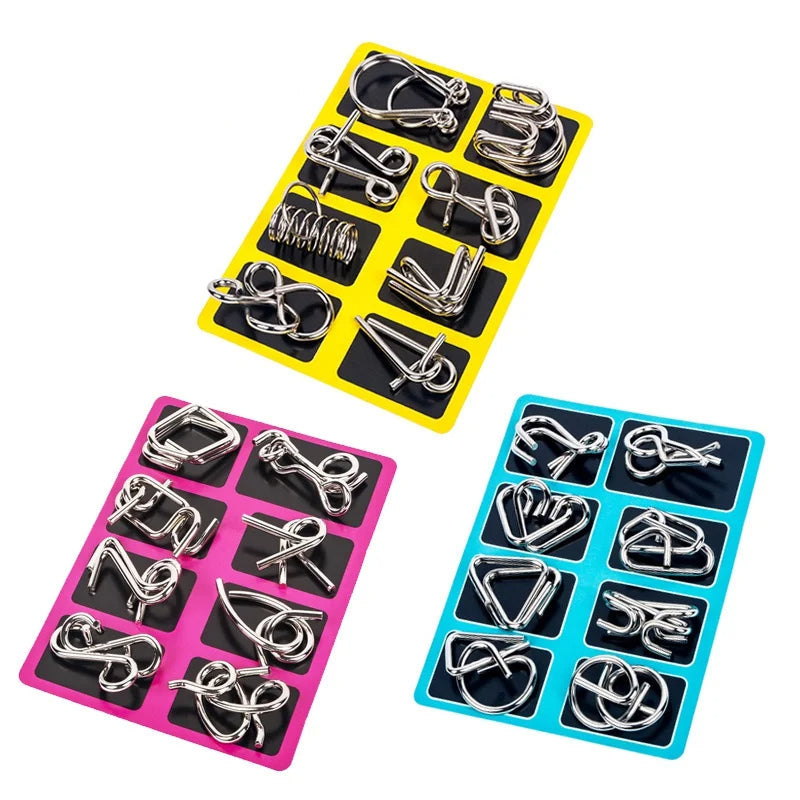 8-Piece Metal Puzzle Ring Brain Teaser Set