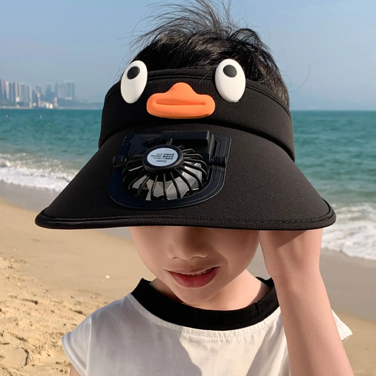 Kids Sun Visor Hat with Cooling Fan