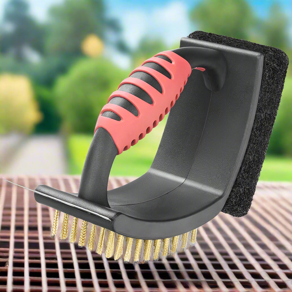 3-in-1 Grill Brush with Brass Bristles