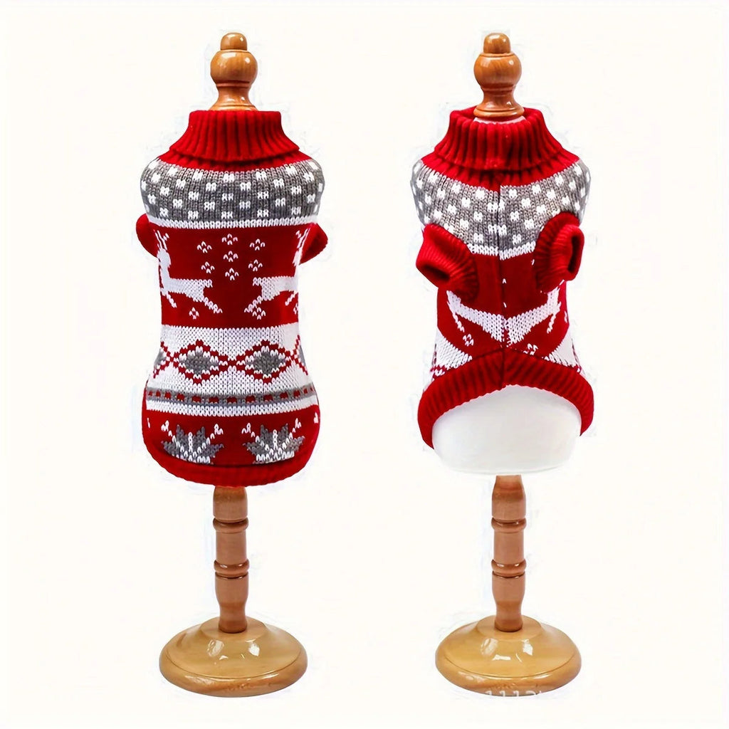 Knitted Christmas Dog Sweater for Small Pets