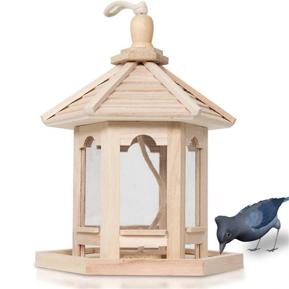Wooden Transparent Window Bird Feeder