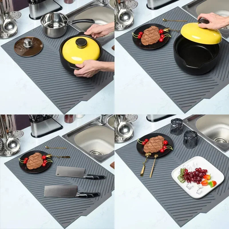 Silicone Dish Drying Mat with Drain