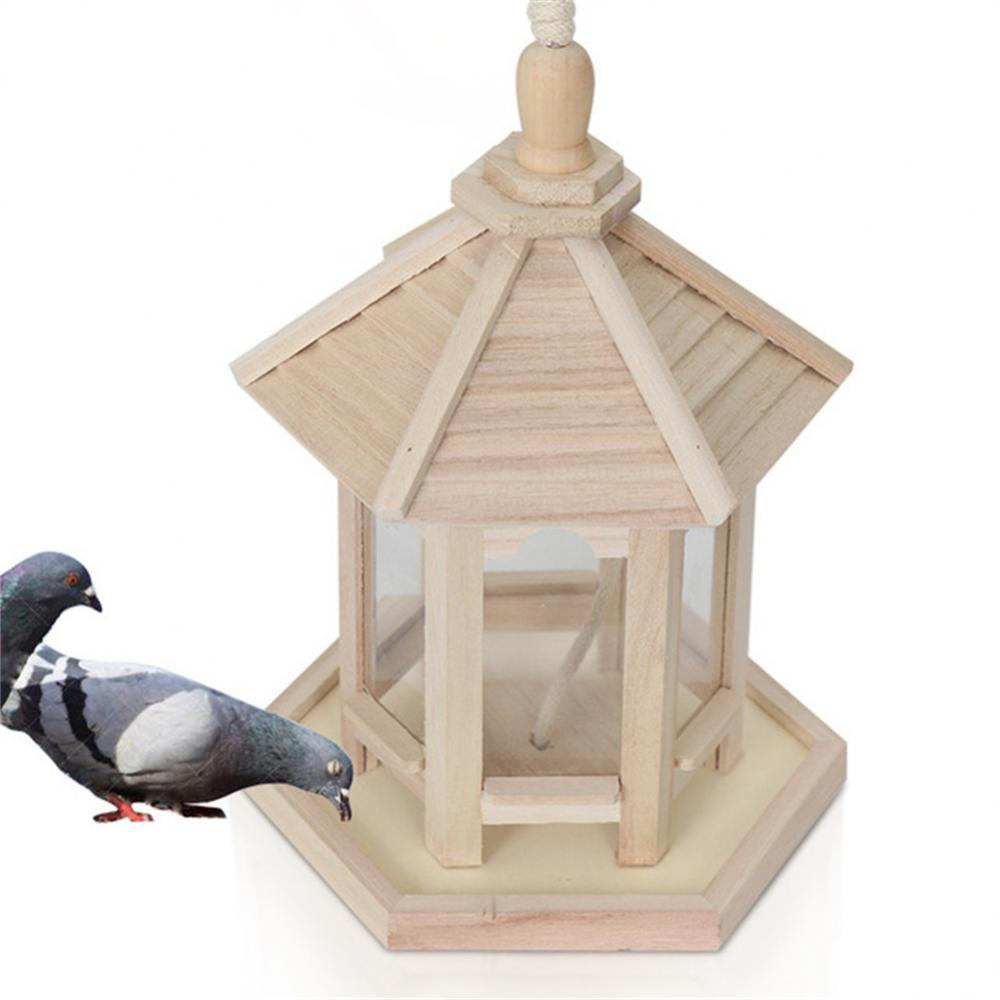 Wooden Transparent Window Bird Feeder