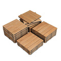 Interlocking Outdoor Wood Deck Tiles - 27 Pack