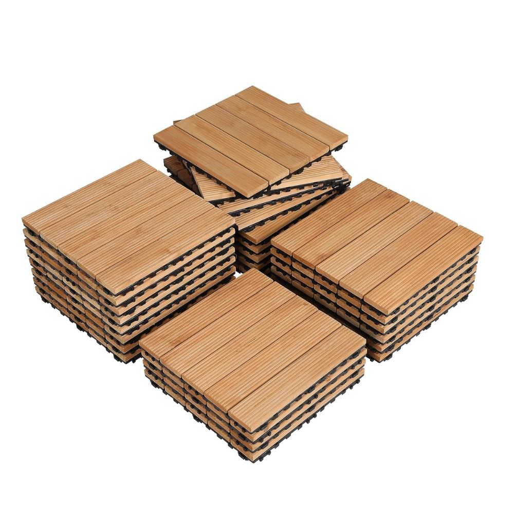 Interlocking Outdoor Wood Deck Tiles - 27 Pack