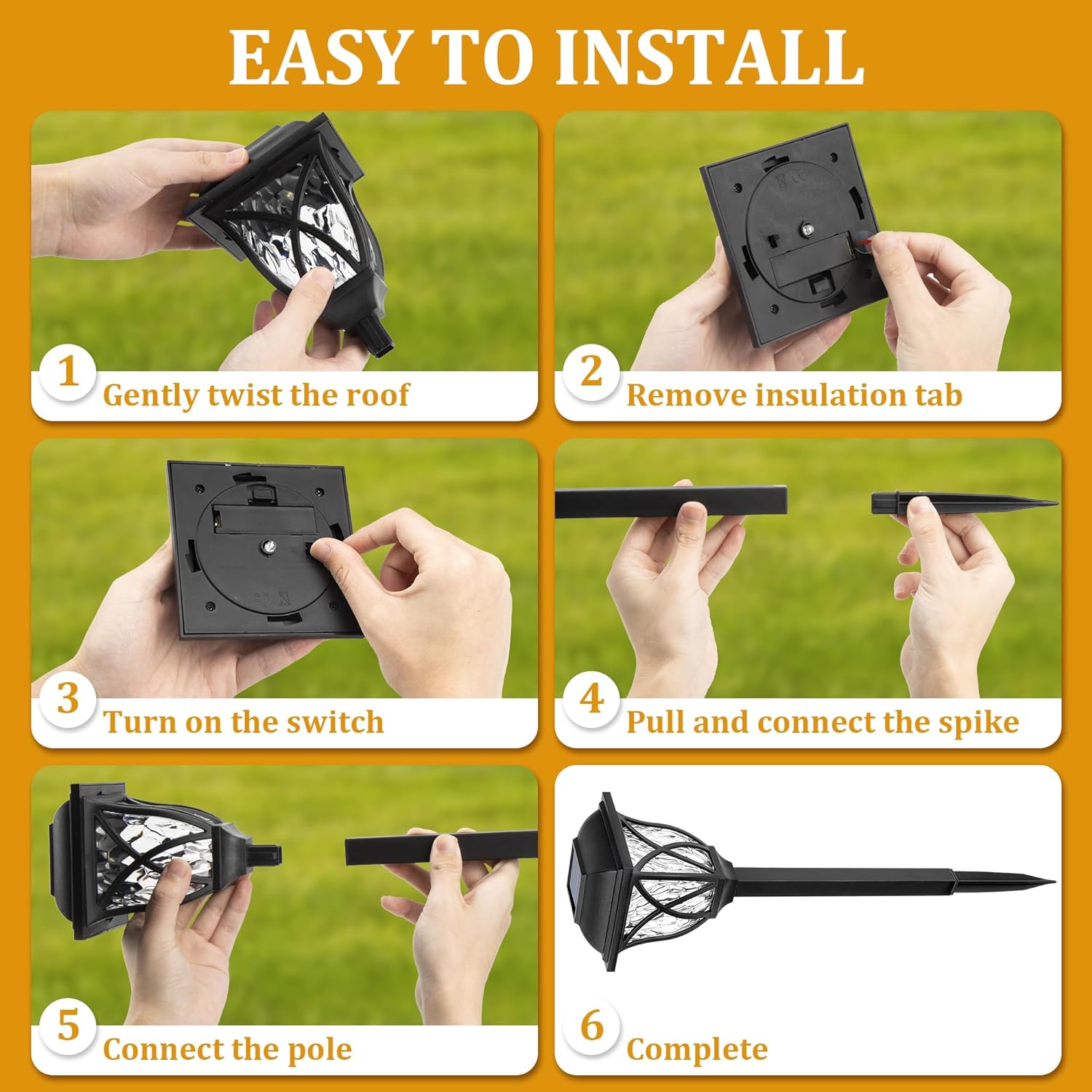 6-Pack Solar LED Pathway Garden Lights