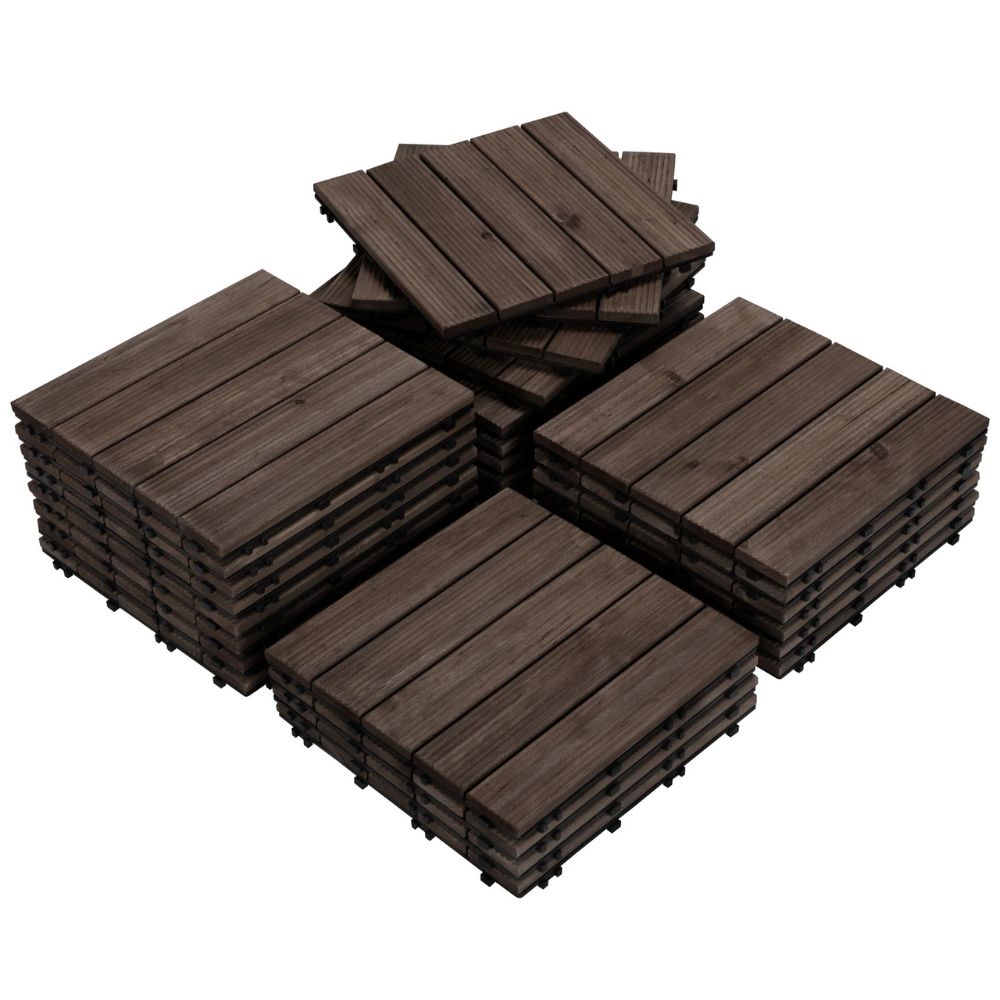 Interlocking Outdoor Wood Deck Tiles - 27 Pack