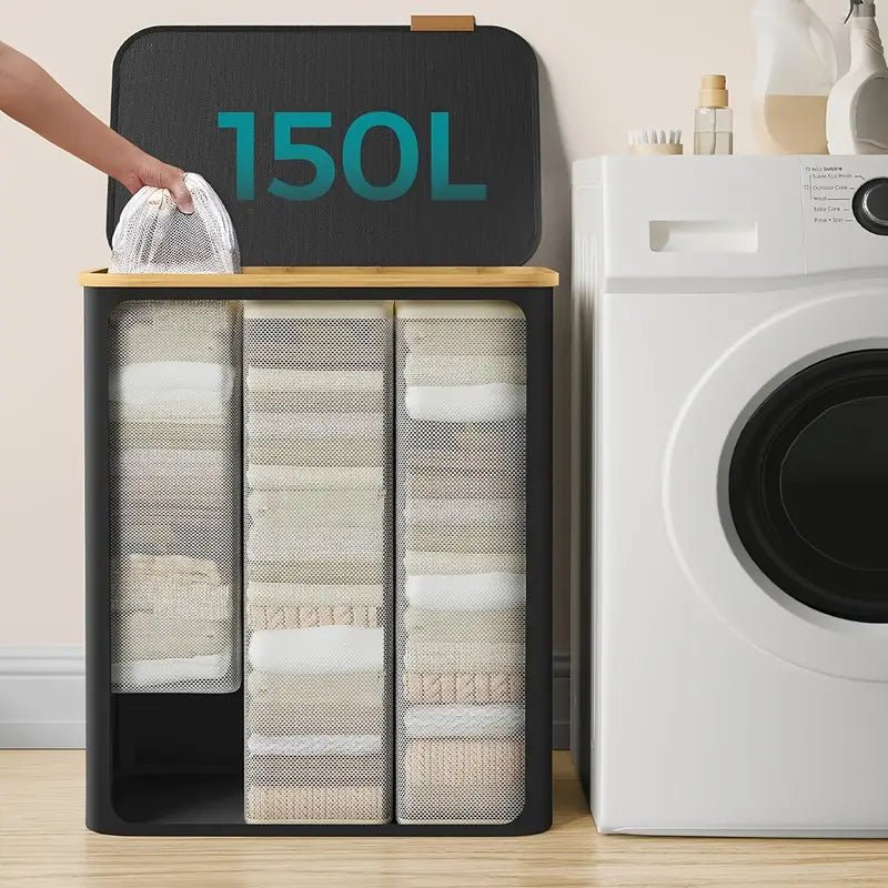 Foldable 2-Compartment Laundry Basket