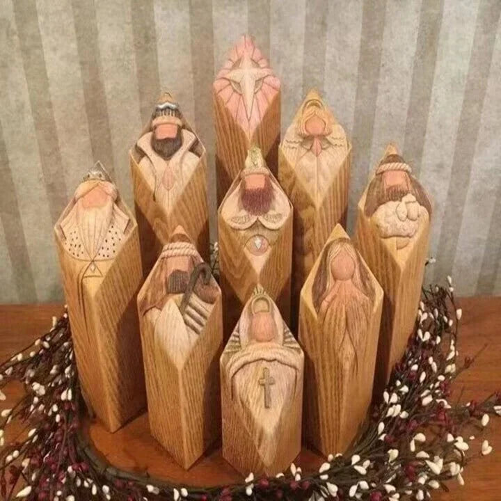 Nativity Scene Holy Family Column Statues