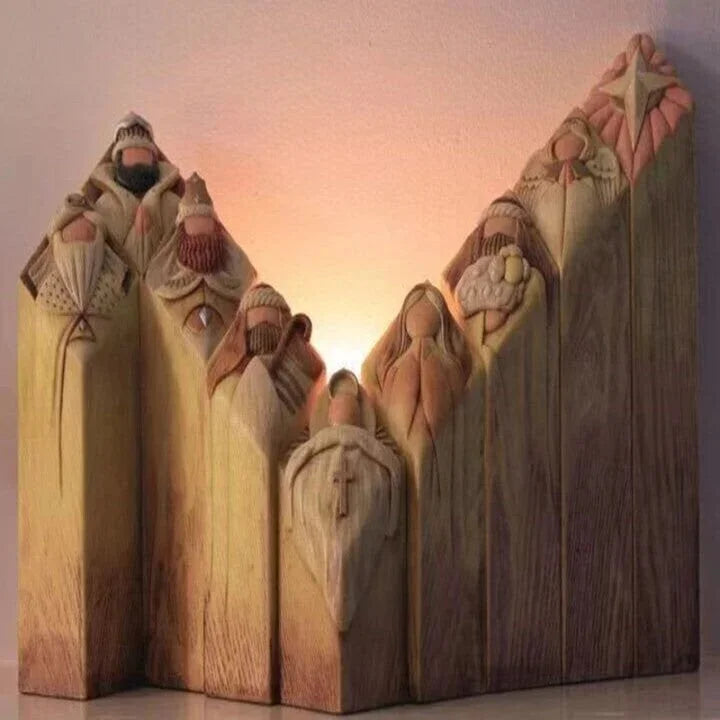 Nativity Scene Holy Family Column Statues