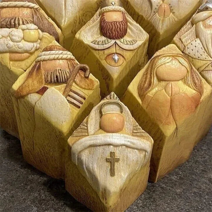 Nativity Scene Holy Family Column Statues