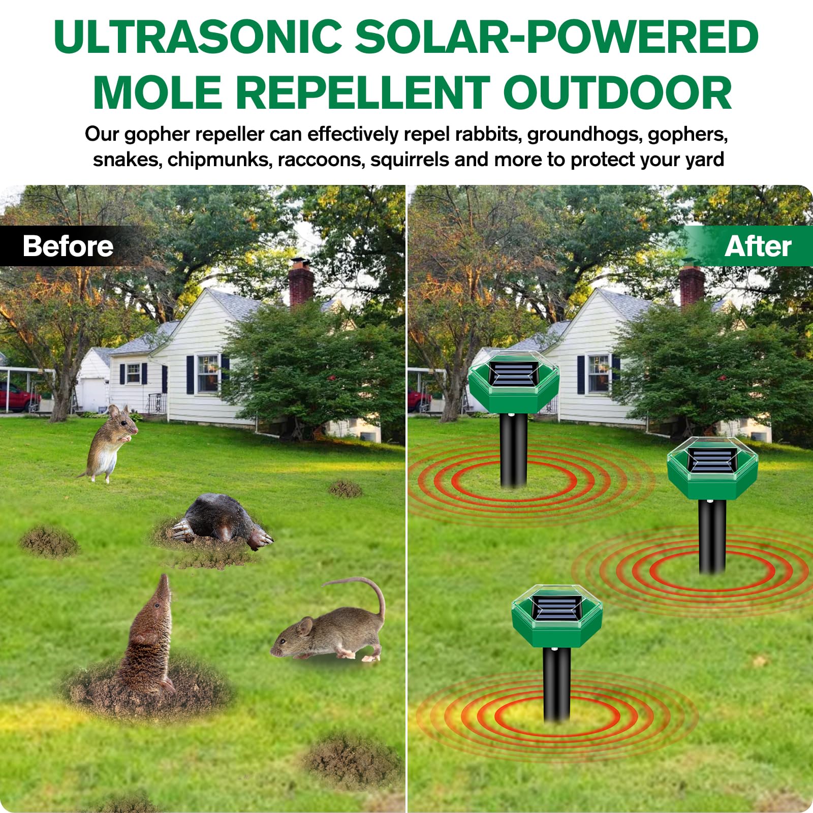 Solar Ultrasonic Mole Repellent 4-Pack