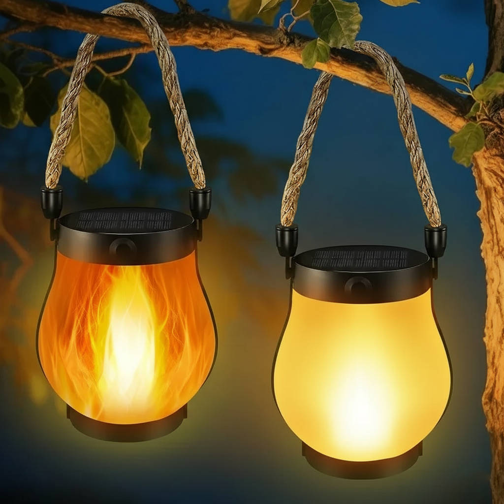 Solar Outdoor Porch Flame Lantern