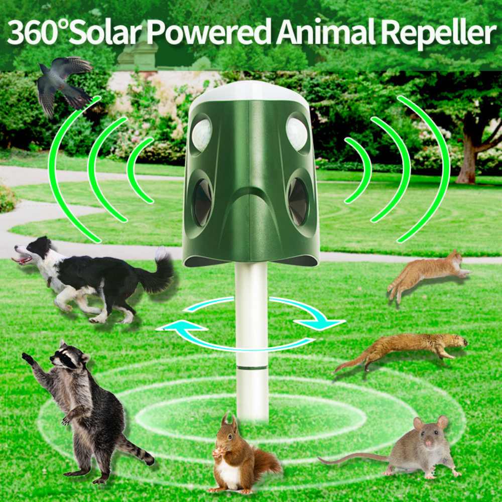Solar Ultrasonic Animal Repeller 3-in-1