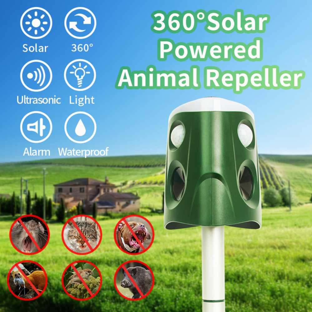 Solar Ultrasonic Animal Repeller 3-in-1
