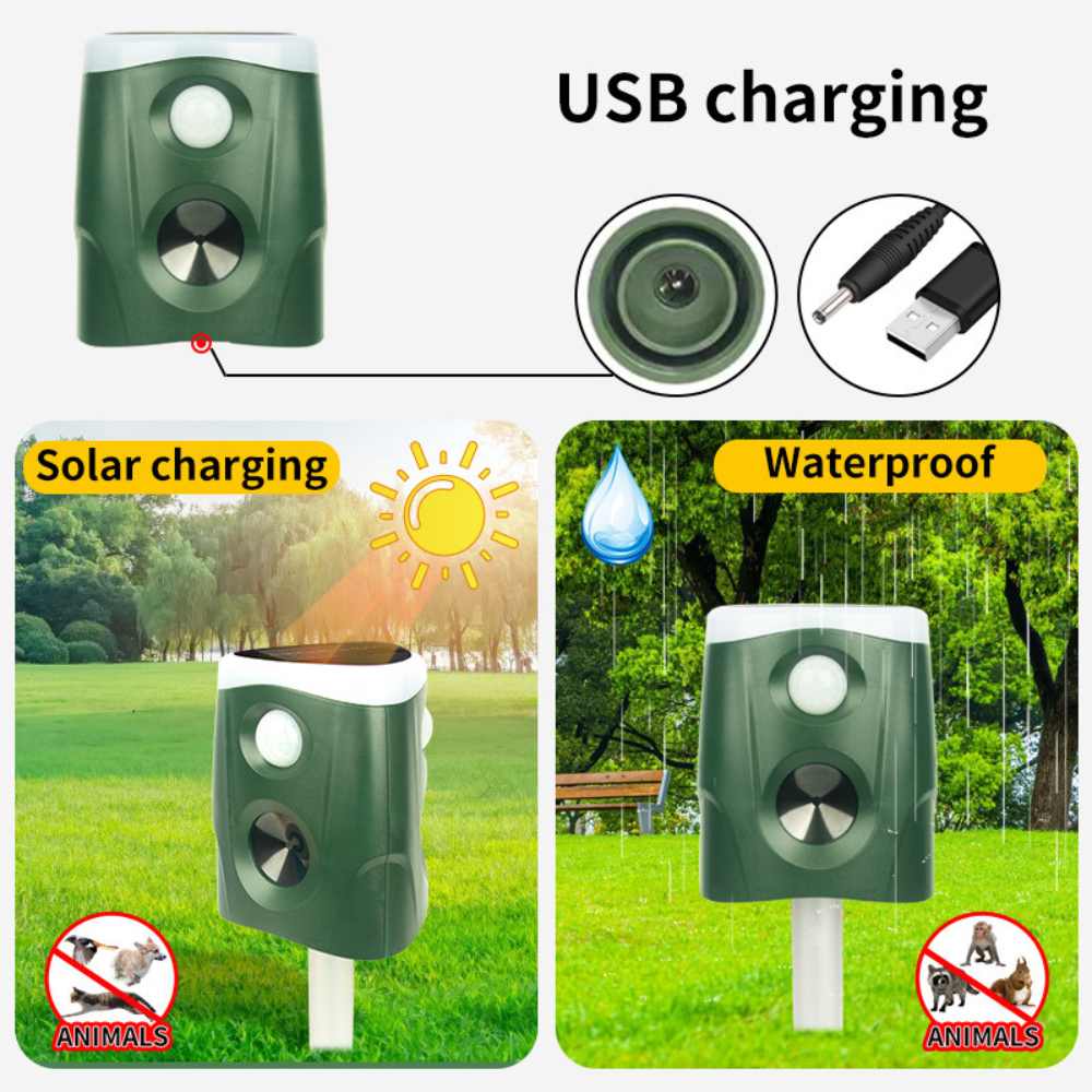Solar Ultrasonic Animal Repeller 3-in-1