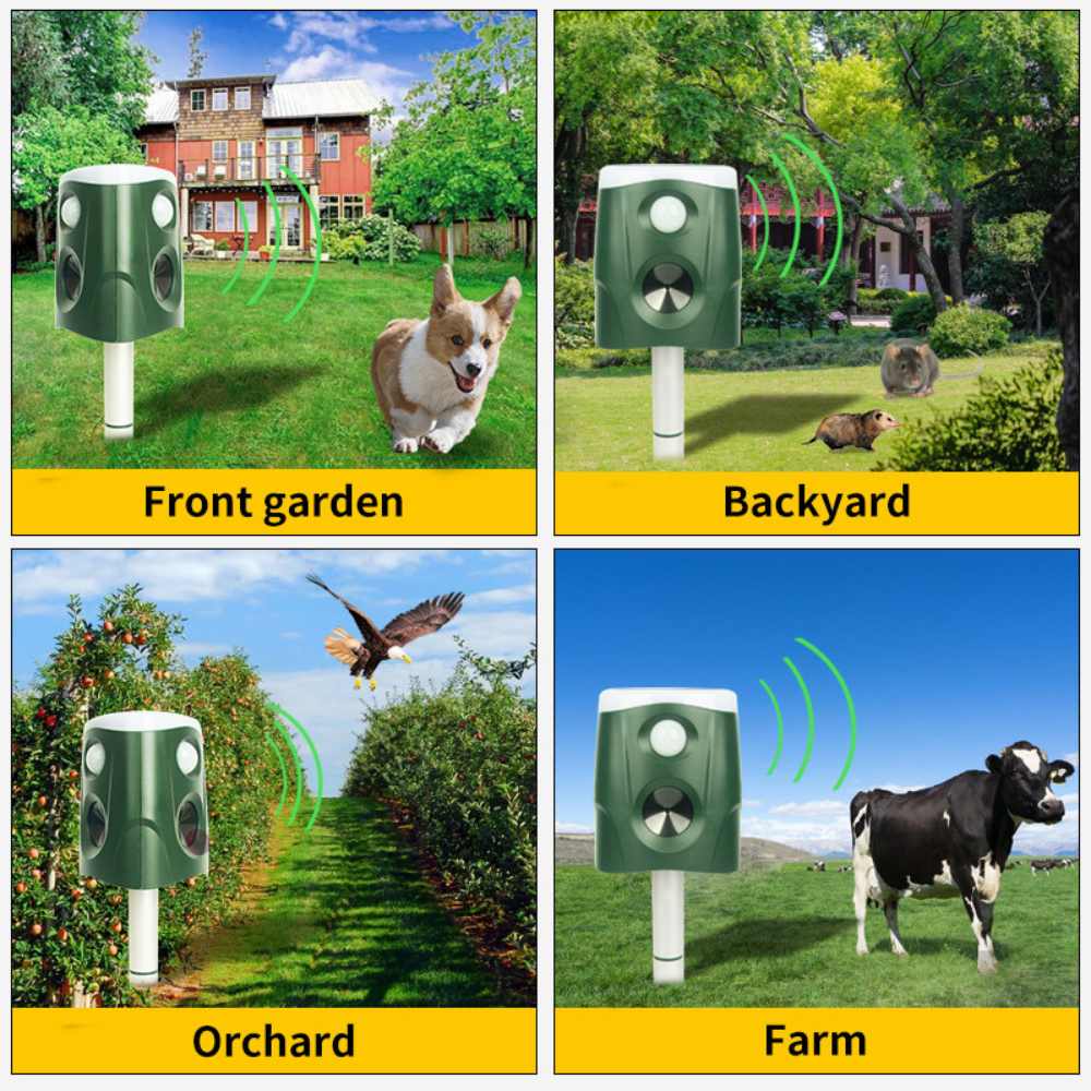 Solar Ultrasonic Animal Repeller 3-in-1