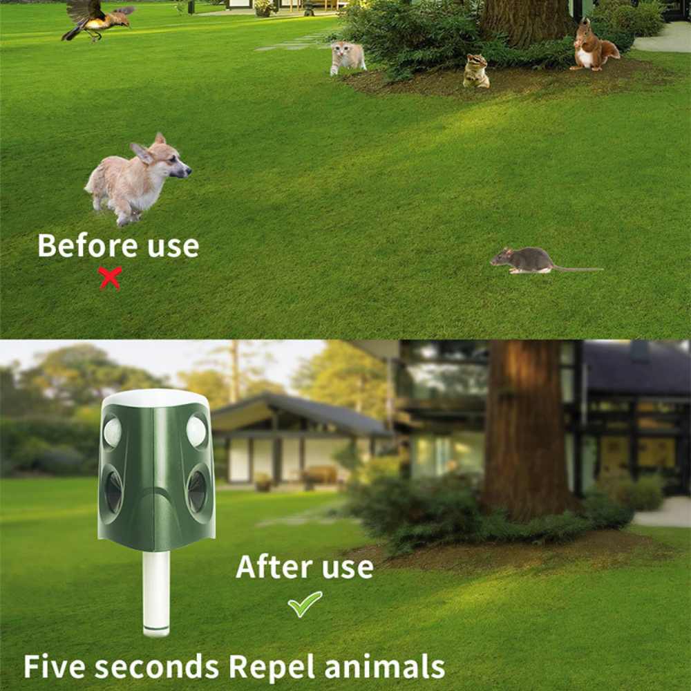 Solar Ultrasonic Animal Repeller 3-in-1