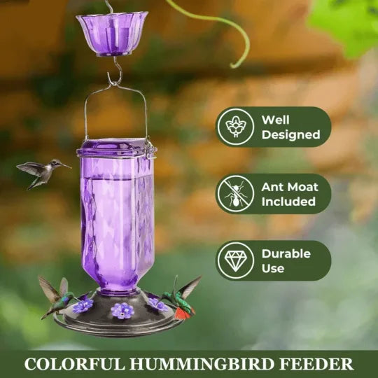 24oz Leak-Proof Glass Hummingbird Feeder