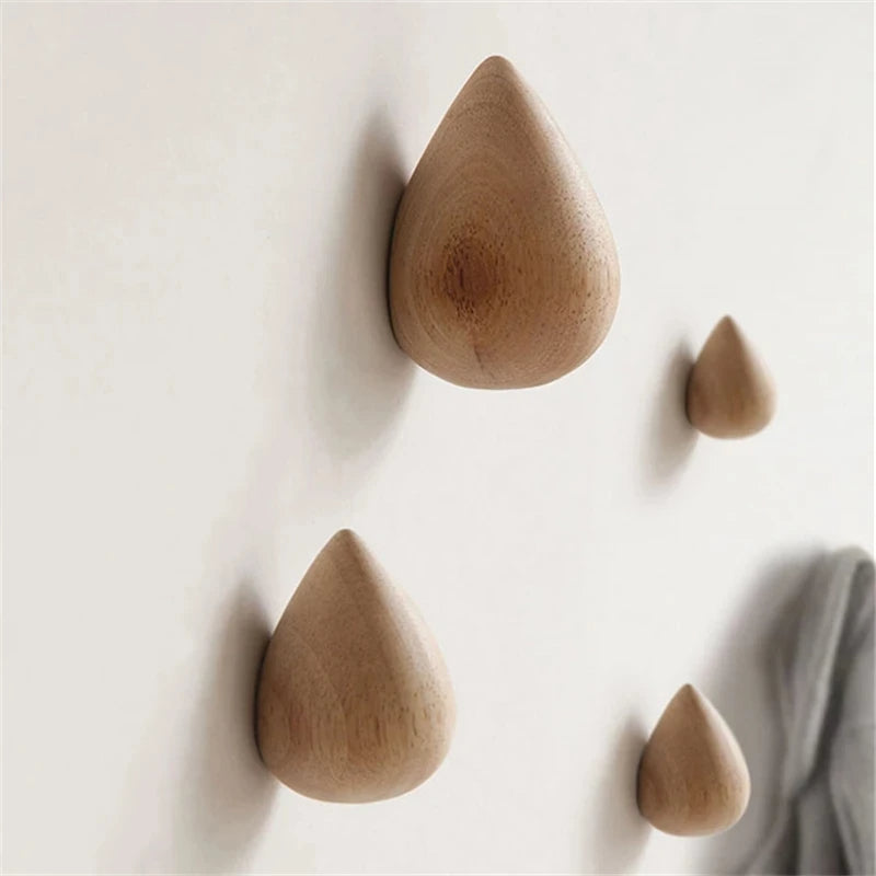 Beech Wood Water-Drop Wall Coat Hook