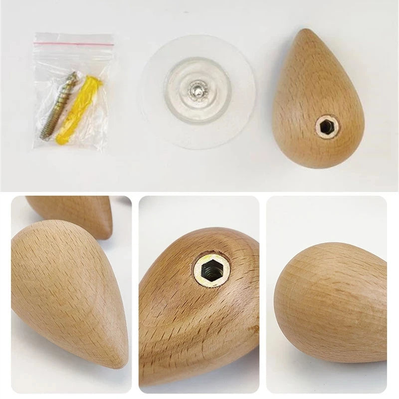 Beech Wood Water-Drop Wall Coat Hook