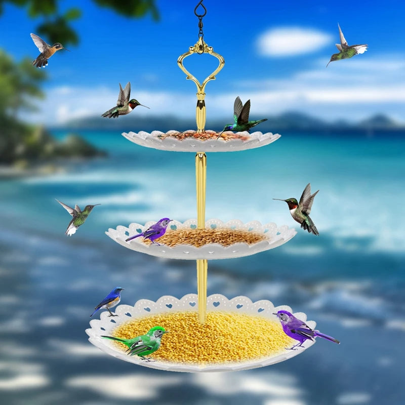 3-Tier Hanging Bird Feeder & Bath Combo
