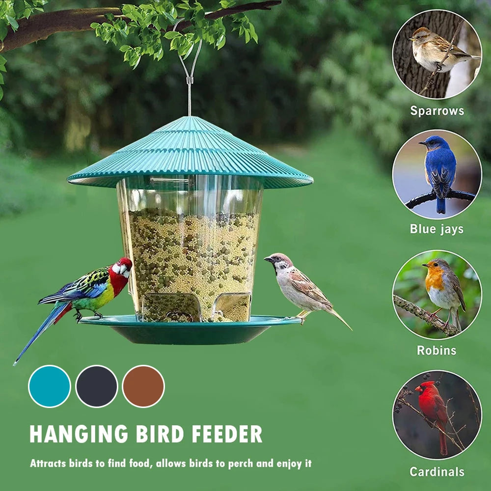 Hanging Bird Feeder with Auto Seed Dispenser