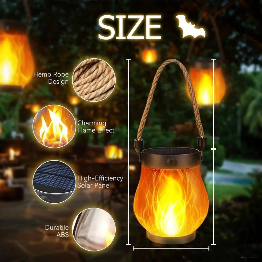 Solar Outdoor Porch Flame Lantern
