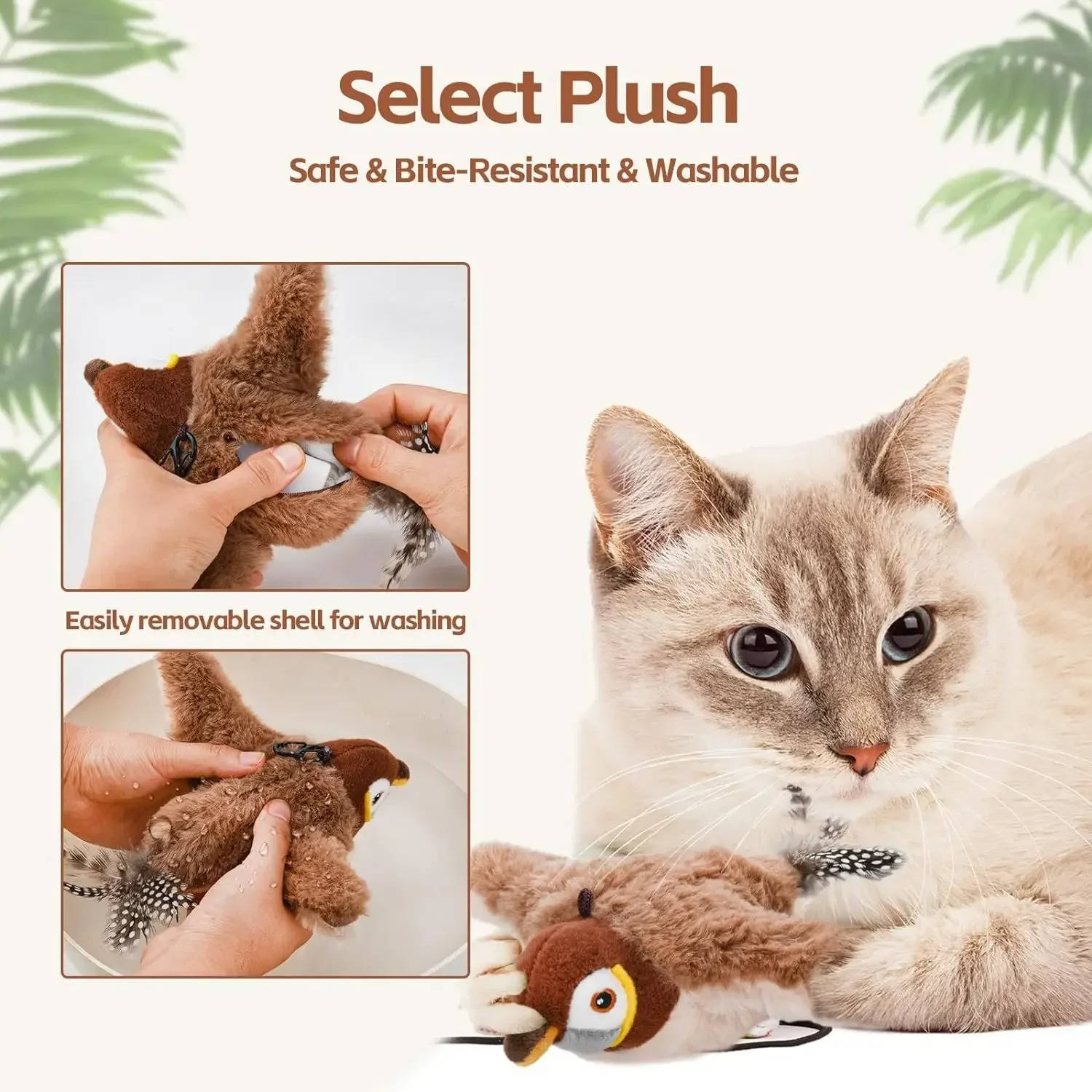 Interactive Flapping Bird Cat Chase Toy
