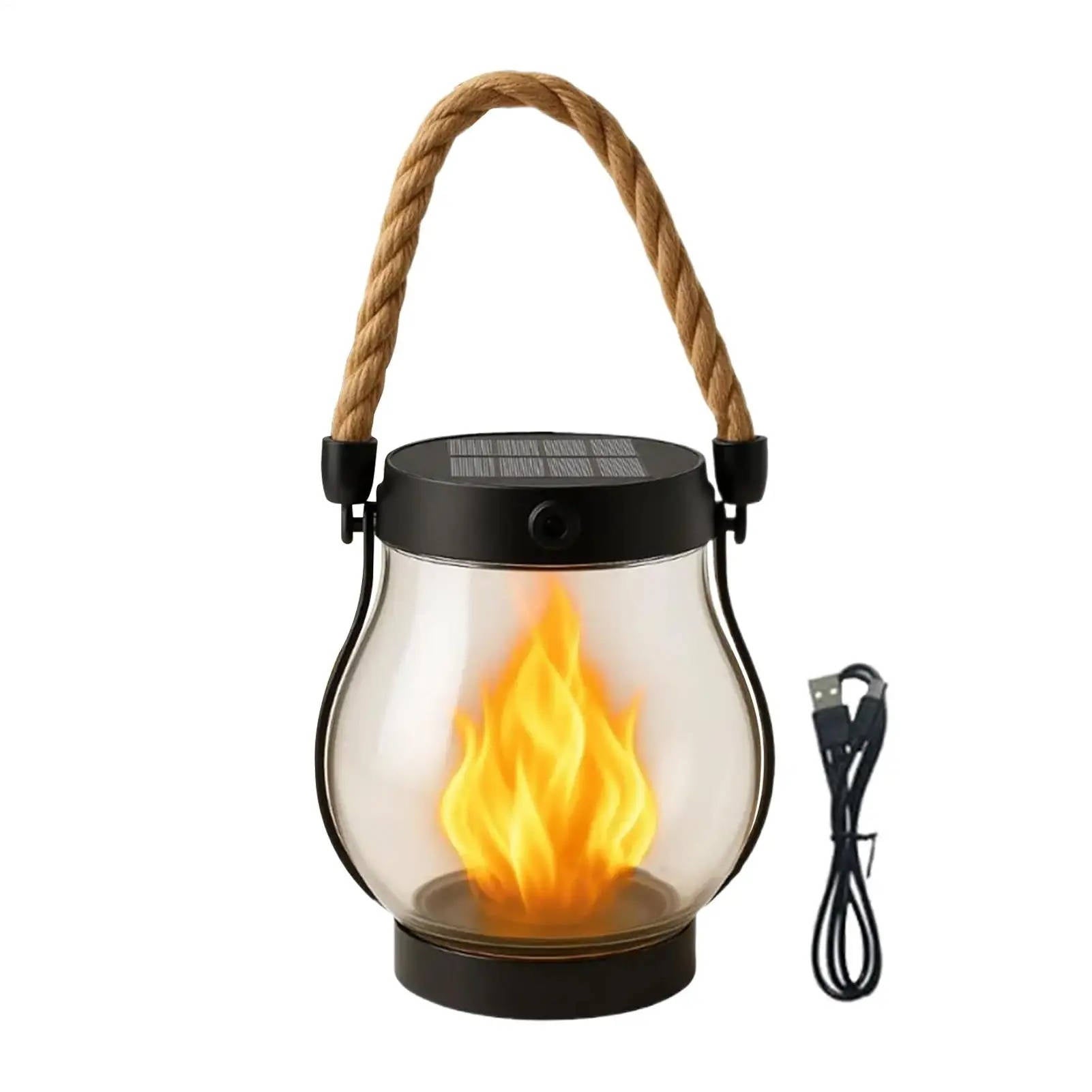 Solar Outdoor Porch Flame Lantern