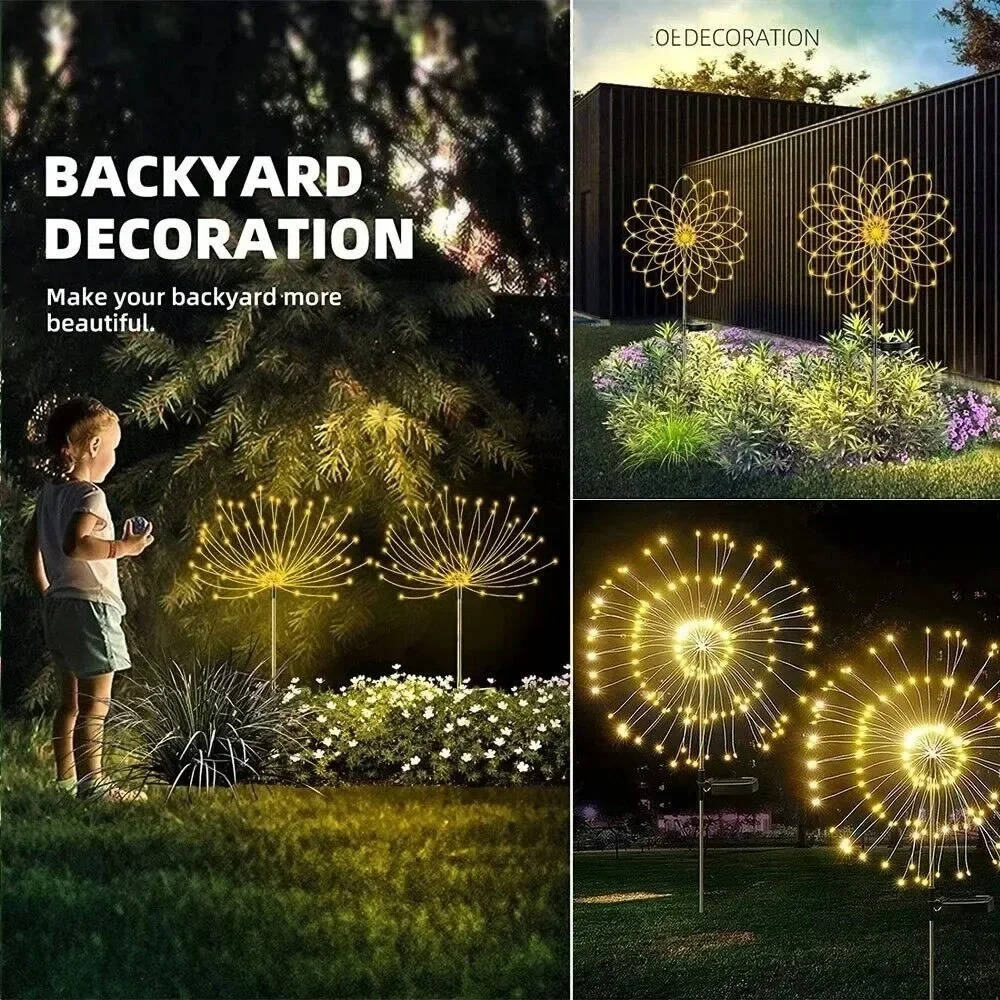 Solar Firework Lights Outdoor Garden Decor