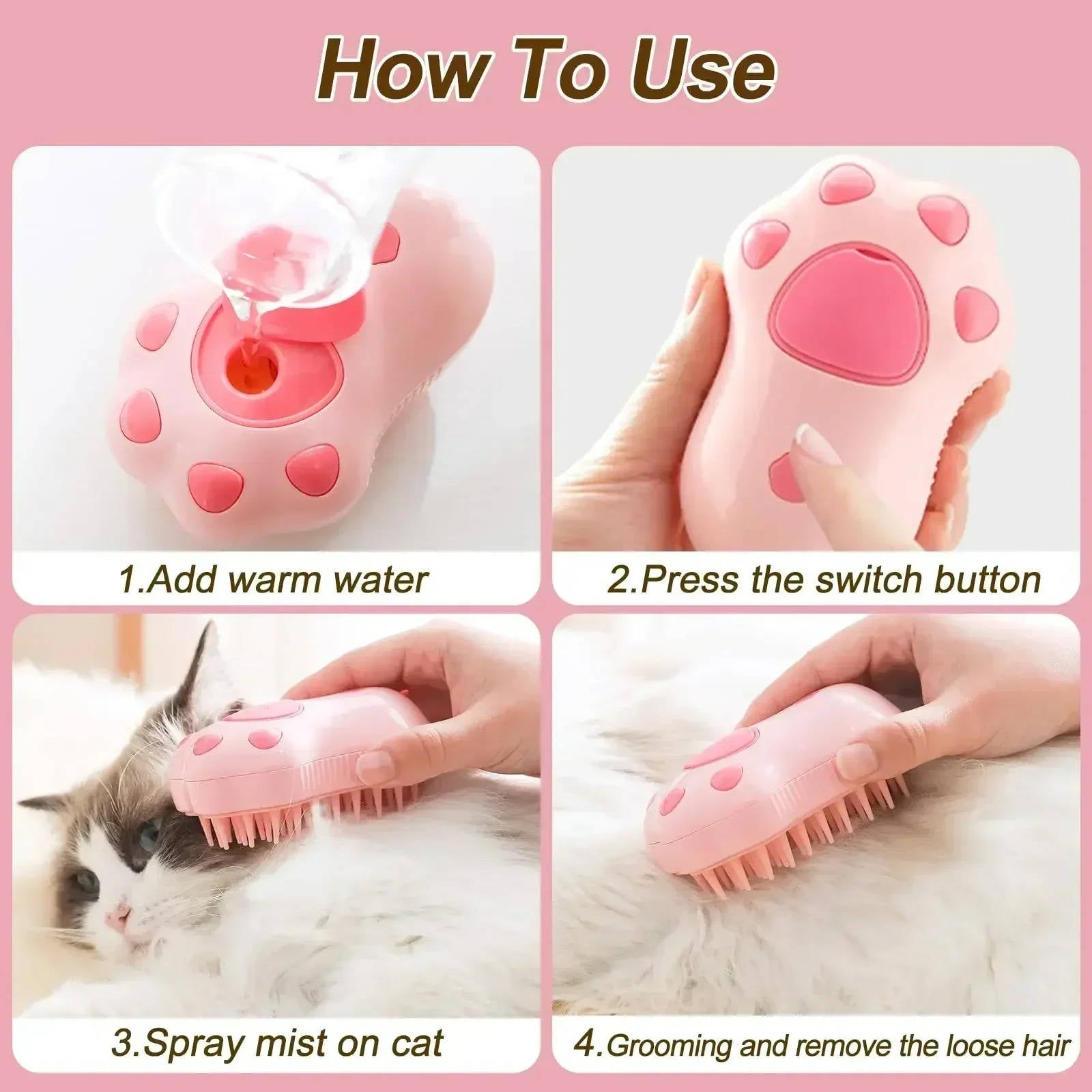 2-in-1 Steam Dog Grooming Brush