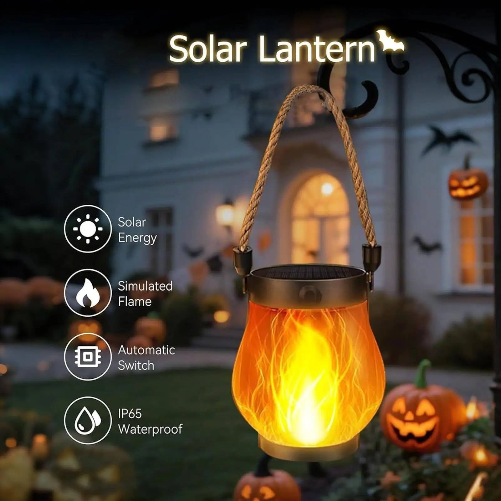 Solar Outdoor Porch Flame Lantern