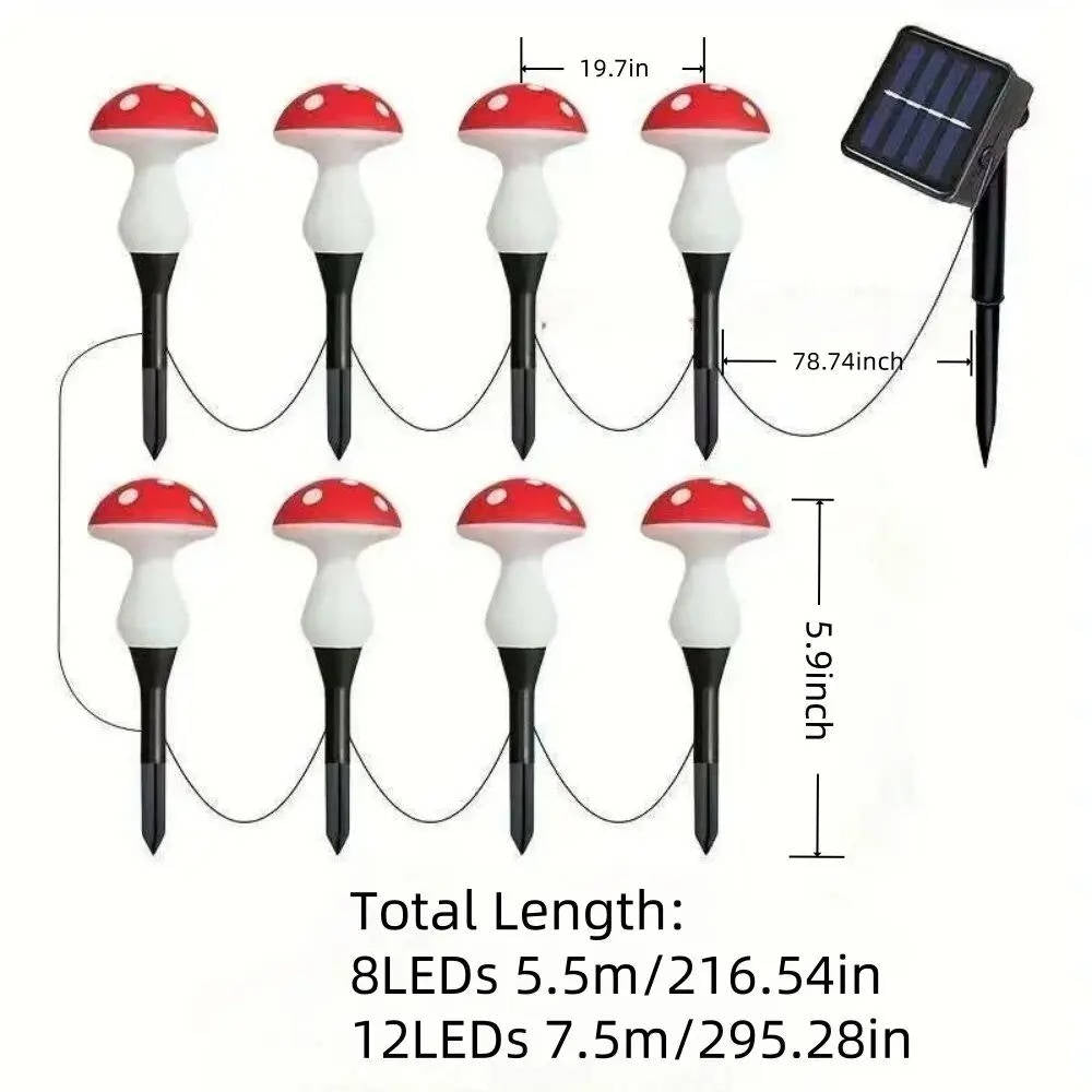 LED Solar Mushroom Garden Lights, Set of 12