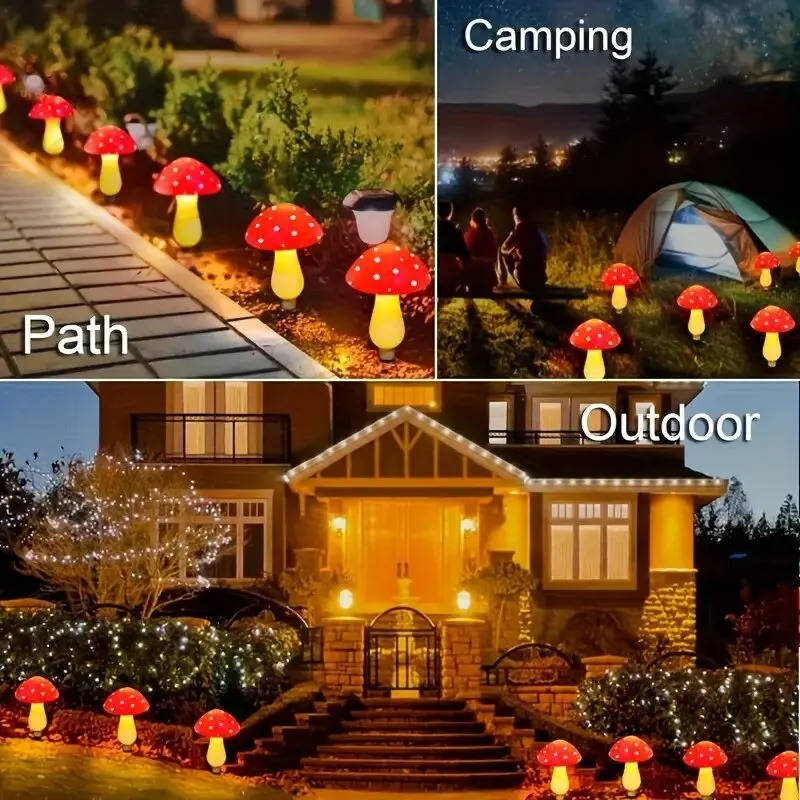 LED Solar Mushroom Garden Lights, Set of 12