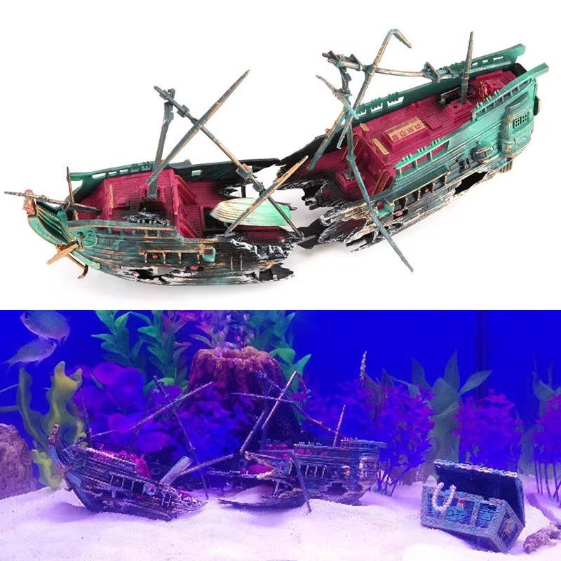 Large Sunken Boat Aquarium Decoration